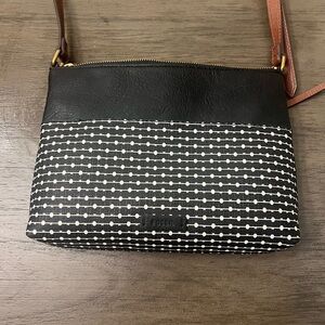 Fossil Black and Cream Patterned Crossbody Bag